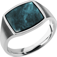 Medium Cushion signet ring (14x14mm) in Cobalt Chrome, with a Thin style band, a Washington Blue Jade inlay.