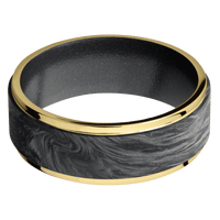 14K Yellow Gold + Polish , Polish Finish + Dark Grey