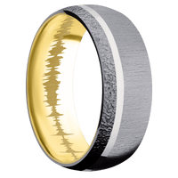 Tantalum + Crosssatin , Stipple Finish + 10K Yellow Gold