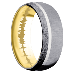 Tantalum + Crosssatin , Stipple Finish + 10K Yellow Gold