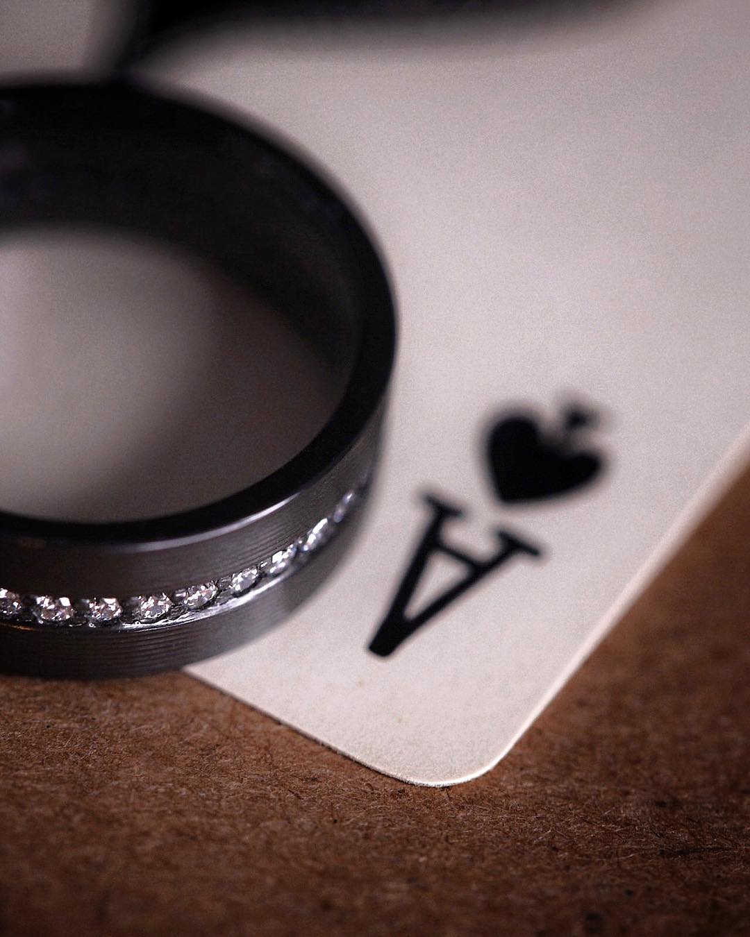 Black Zirconium Ring with Diamonds