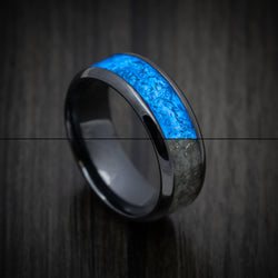 Black Titanium and Men's Ring with Glow Galaxy Inlay Inlays