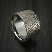 Wide Etched Superconductor Men's Ring with Titanium Sleeve Custom Made Titanium-Niobium and Copper Band