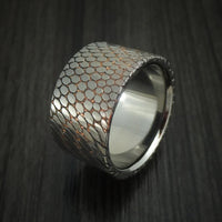 Wide Etched Superconductor Men's Ring with Titanium Sleeve Custom Made Titanium-Niobium and Copper Band