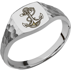 Navy Custom Collegiate Titanium Signet Ring