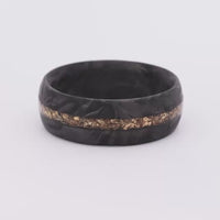 Forged Carbon Fiber and 24K Raw Gold Nugget Men's Ring Custom Made Band