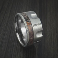 Titanium Revolver Men's Ring with Camo Inlay and Hammered Edge Custom Made Wedding Band