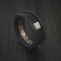 Carbon Fiber and 14K Rose Gold Band with Diamond Custom Made Men's Ring