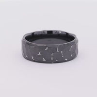 Black Titanium or Black Zirconium Custom Men's Ring with Distressed Hammer Finish