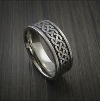 Titanium Celtic Irish Knot Men's Ring Carved Band