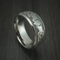 Titanium Celtic Claddagh Design Men's Ring Custom Made Band