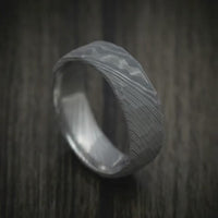 Damascus Steel Men's Ring with Hammer Rock Finish Custom Made