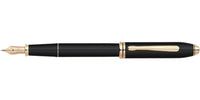 Townsend® Black Lacquer with 23KT Gold-Plated Appointments and Solid 18KT Gold Medium Nib Fountain Pen