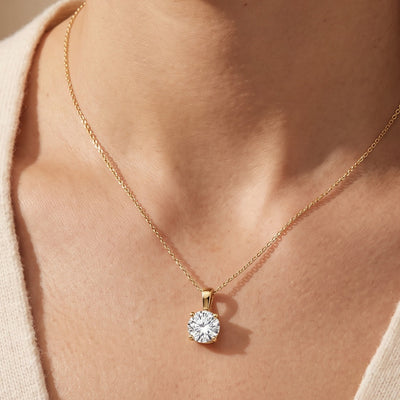 14K Yellow Gold 2 CT Lab-Grown Diamond 18" Necklace worn by a model