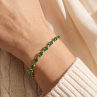 14K Yellow Gold Lab-Grown Emerald 7 1/4" Bracelet worn by a model