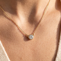 14K Yellow Gold 1/4 CT Lab-Grown Diamond Solitaire 18" Necklace worn by a model