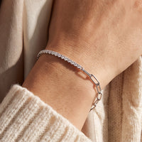 14K White Gold 1 CTW Natural Diamond Line 7 1/2" Bracelet worn by a model