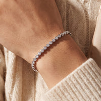 14K White Gold 3 1/2 CTW Lab-Grown Diamond Bezel-Set 7" Bracelet worn by a model