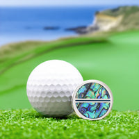 Titanium Golf Ball Marker with Abalone Inlays and Cerakote Alignment Line