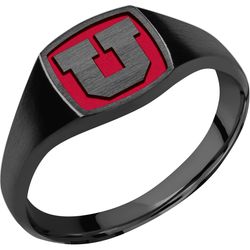 University of Utah Custom Collegiate Black Zirconium Signet Ring