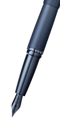 ATX® Sandblasted Dark Blue Stainless Steel Medium Nib Fountain Pen