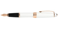 Bailey™ Pearlescent White Lacquer Rose Gold Plated Stainless Steel Fine Nib Fountain Pen