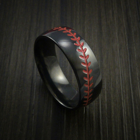 Black Zirconium Baseball Men's Ring with Polish Finish | REVOLUTION