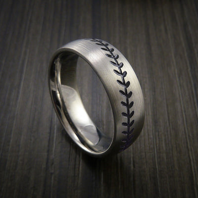 Cobalt Chrome Baseball Ring with Satin Finish
