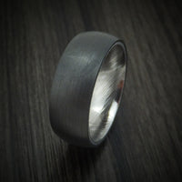 Black Zirconium Ring with Damascus Steel Sleeve