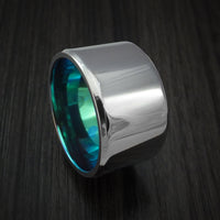 Titanium Wide Band Ring Made to Any Size Turquoise Anodized Band