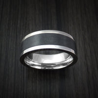 14K White Gold and Elysium Black Diamond Ring Custom Made Band