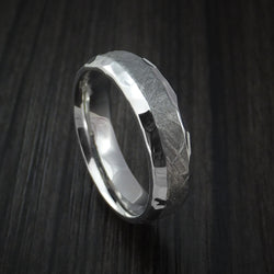 Cobalt Chrome and Gibeon Meteorite Hammered Ring Custom Made