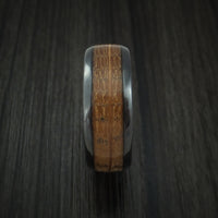 Wood Ring and Black Zirconium Band inlaid with JACK DANIELS Whiskey Barrel WOOD Custom Made to Any Size and Optional Wood Types