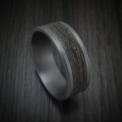 Tantalum and Wood Knot Textured 14K White Gold Ring by Ammara Stone