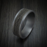 Tantalum and Wood Knot Textured 14K White Gold Ring by Ammara Stone