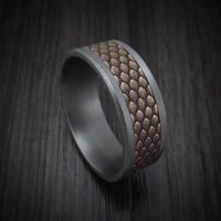Tantalum and Dragon Scale Textured 14K Rose Gold Ring by Ammara Stone