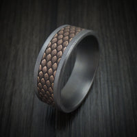 Tantalum and Dragon Scale Textured 14K Rose Gold Ring by Ammara Stone