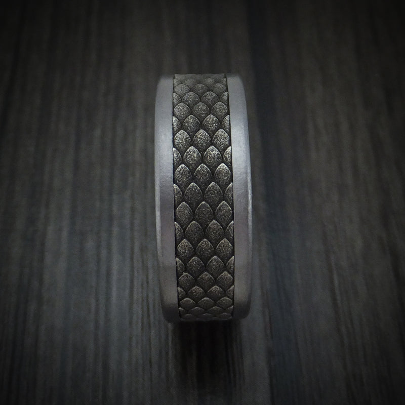 Tantalum and Dragon Scale Textured 14K White Gold Ring by Ammara Stone