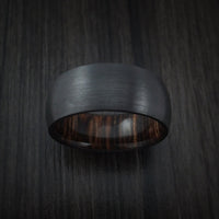 Black Titanium and Ziriciote Hardwood Sleeve Ring Custom Made