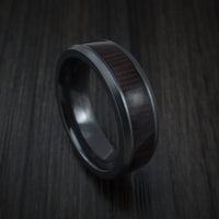 Black Zirconium Men's Ring Inlaid with Wenge Wood Custom Made ...