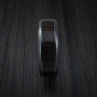Black Titanium and WOOD Men's Ring inlaid with WENGE WOOD Custom Made to Any Size and Optional Wood Types