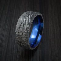 Damascus Steel Hammered Celtic Knot Ring Infinity Design with Anodized Sleeve Wedding Band