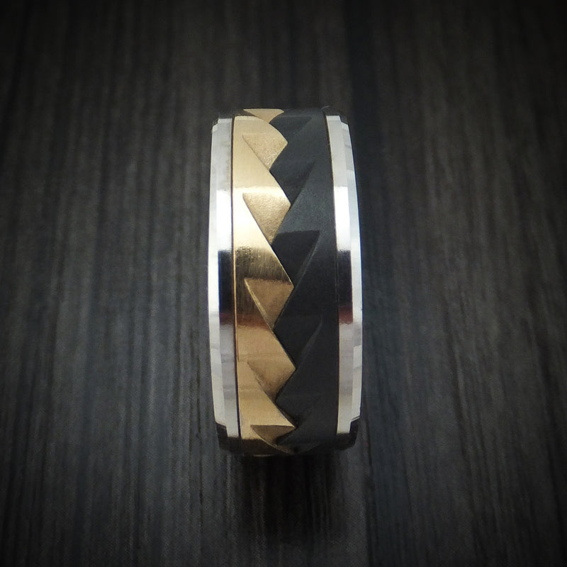 14K Gold and Black Titanium Geometric Ring by Ammara Stone