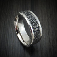 14K White Gold and Marble Design Tantalum Ring by Ammara Stone