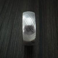 Damascus Steel Ring with 18k Rose Gold Sleeve Custom Made Band