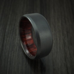 Black Zirconium and Red Heart Wood Hard Wood Sleeve Ring Custom Made
