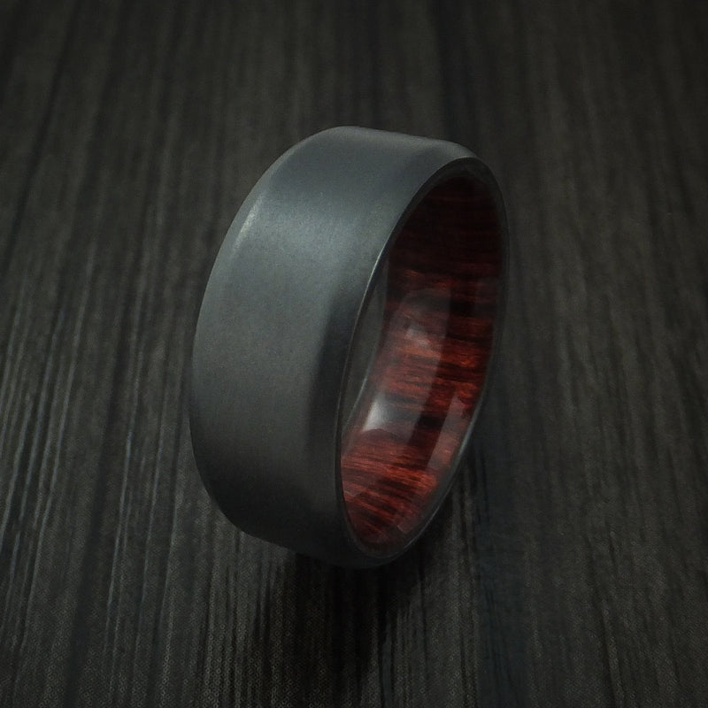 Black Titanium and Red Heart Wood Hard Wood Sleeve Ring Custom Made