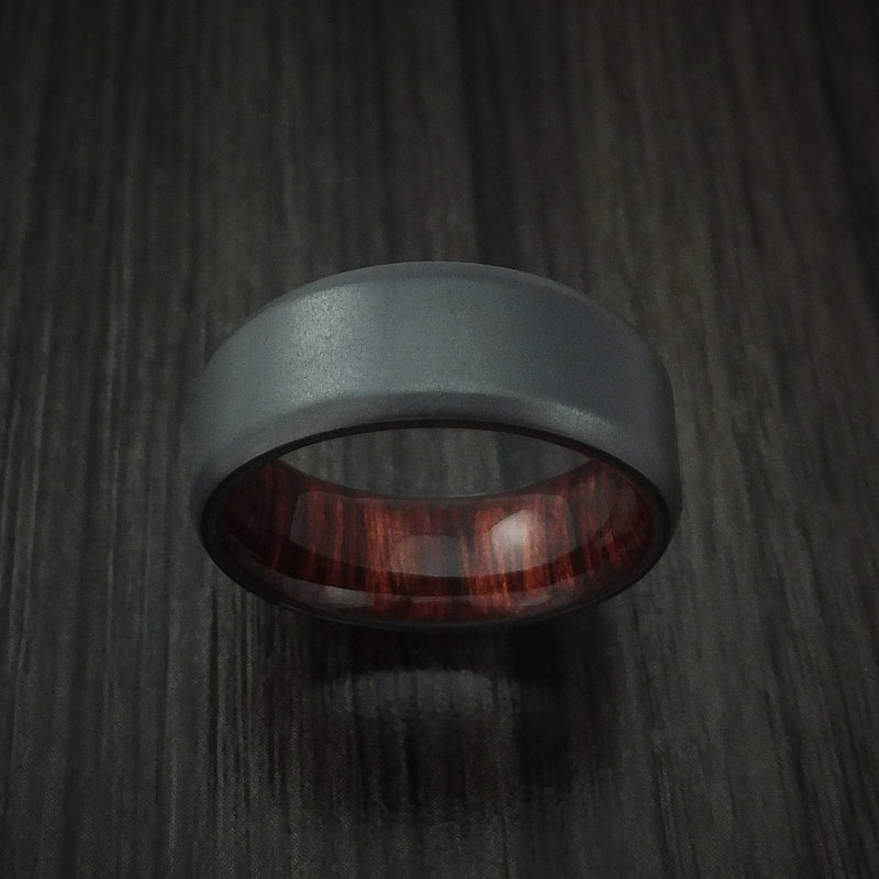 Black Titanium and Red Heart Wood Hard Wood Sleeve Ring Custom Made