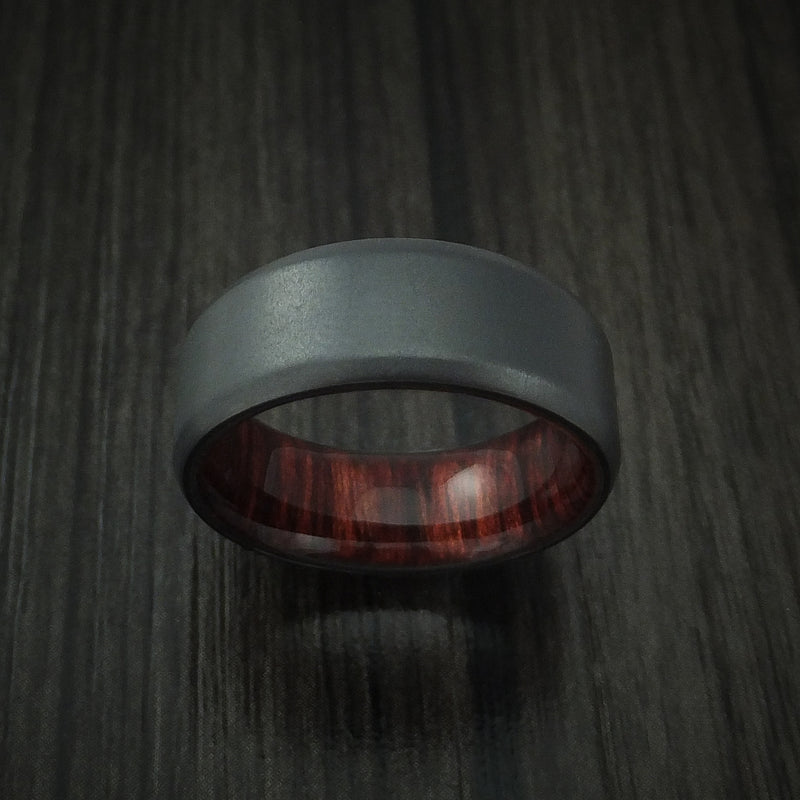 Black Zirconium and Red Heart Wood Hard Wood Sleeve Ring Custom Made