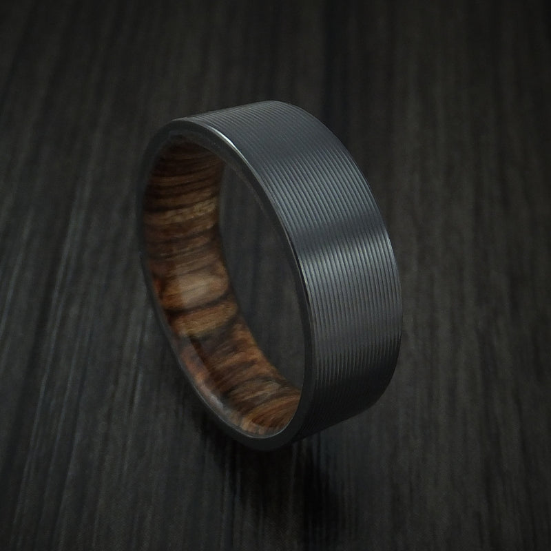 Black Zirconium and Walnut Hard Wood Sleeve Ring Custom Made